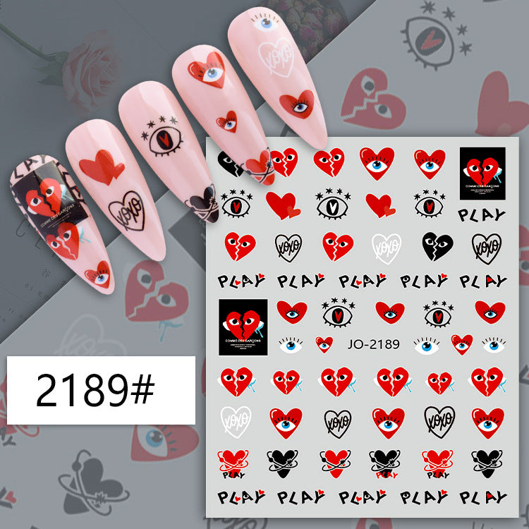 Heart Abstract Twisted Smiley Pattern Fingernail Nail Stickers