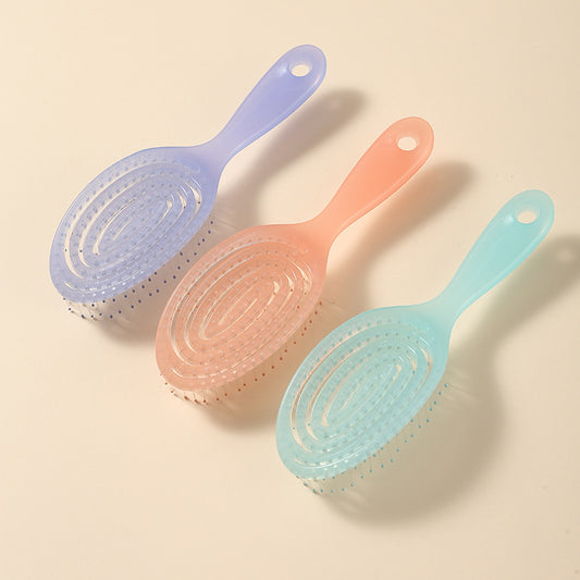 Massage Jelly Color Hollow Out Vent Smooth Nylon Card Hair Brushes & Combs