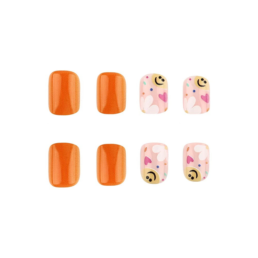 Nail Art Simple Love French Wear Fleur Smiley Orange