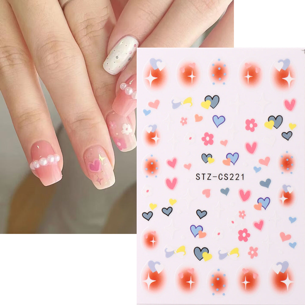 Retro Gentle Floral Vintage Begonia Adhesive Nail Stickers