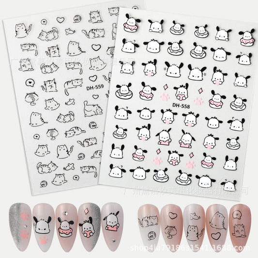 Pacha Dog Three-dimensional Cartoon Cute Relief Small Nail Stickers