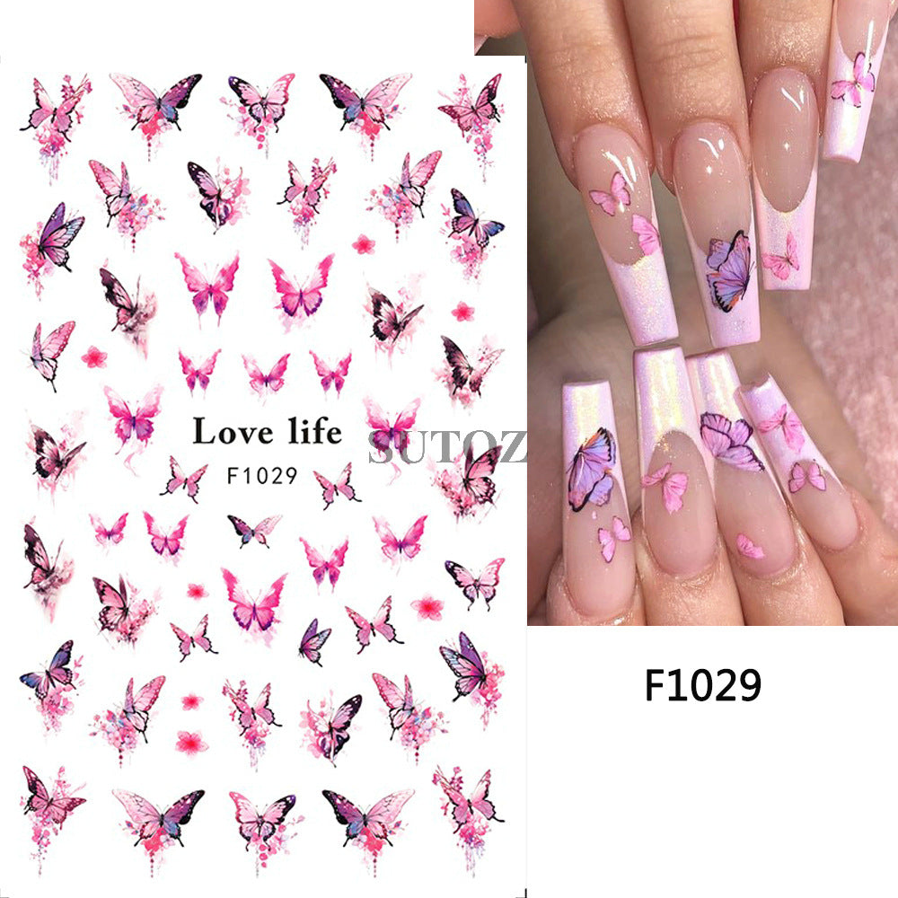 Fresh Rape Flower Snow Mowing Butterfly Nail Stickers