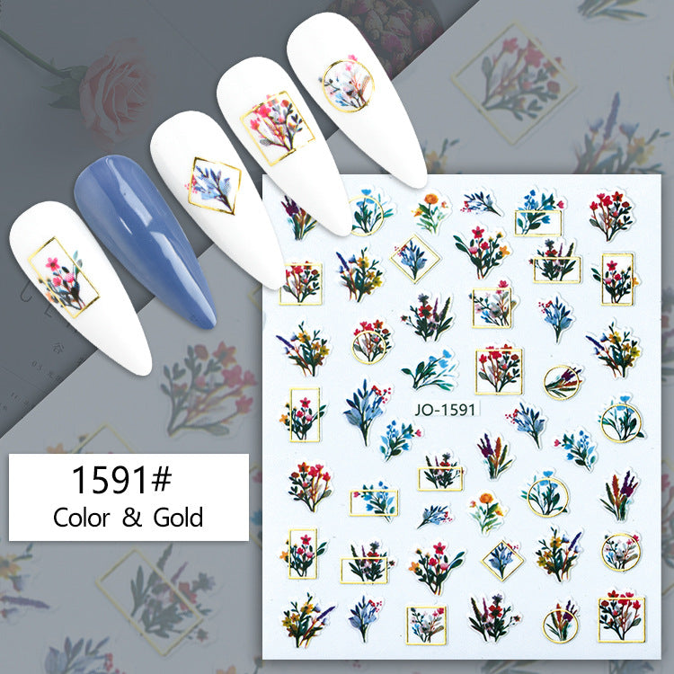 Geometric Abstract Gilding Leaves Color Hawaiian Nail Stickers