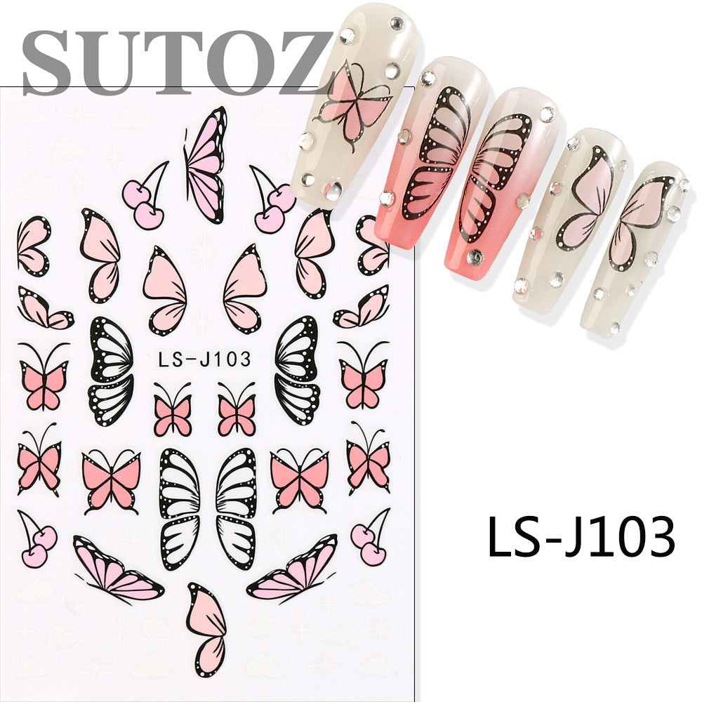 Style Colorful Elegant Butterfly White Cloud Nail Stickers