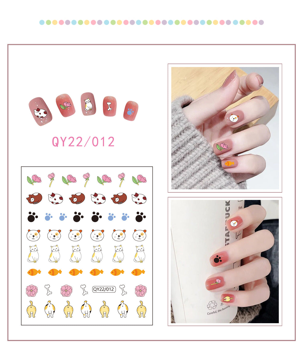 Little Bear Cartoon Cute Animal Unicorn Nail Stickers