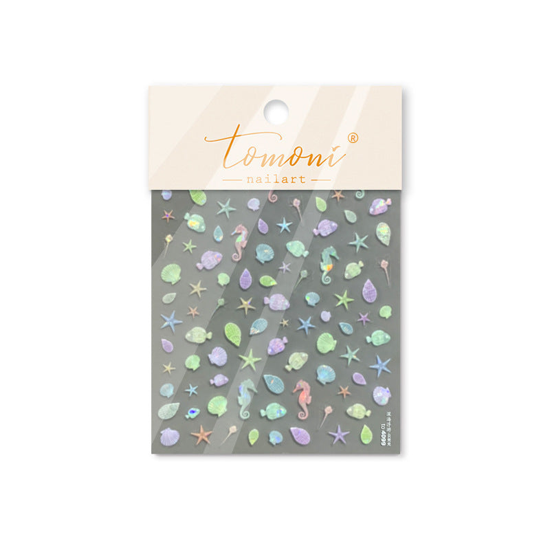 Embossed Cute Style Deep Sea Floating Nail Stickers