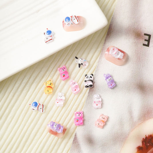 Cartoon Ornament Luminous Strawberry Bear Pooh Nail Care Nail Art