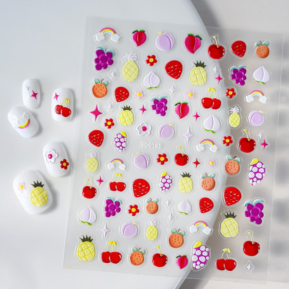 Summer Fresh Style Fruit Relief Three-dimensional Lemon Strawberry Cherry Nail Stickers