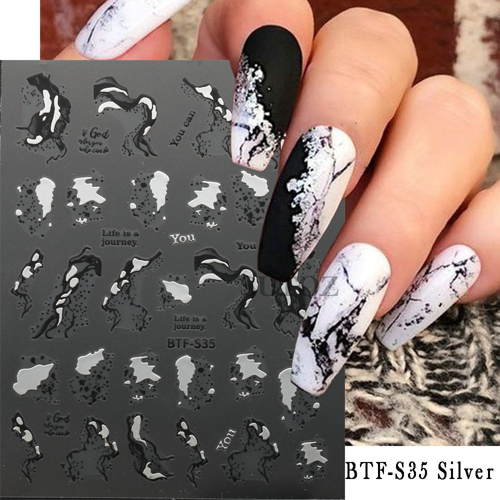 Irregular Lines Hand Painted Flat Back Nail Stickers