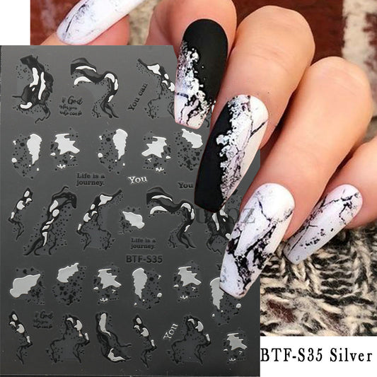 Irregular Lines Hand Painted Flat Back Nail Stickers