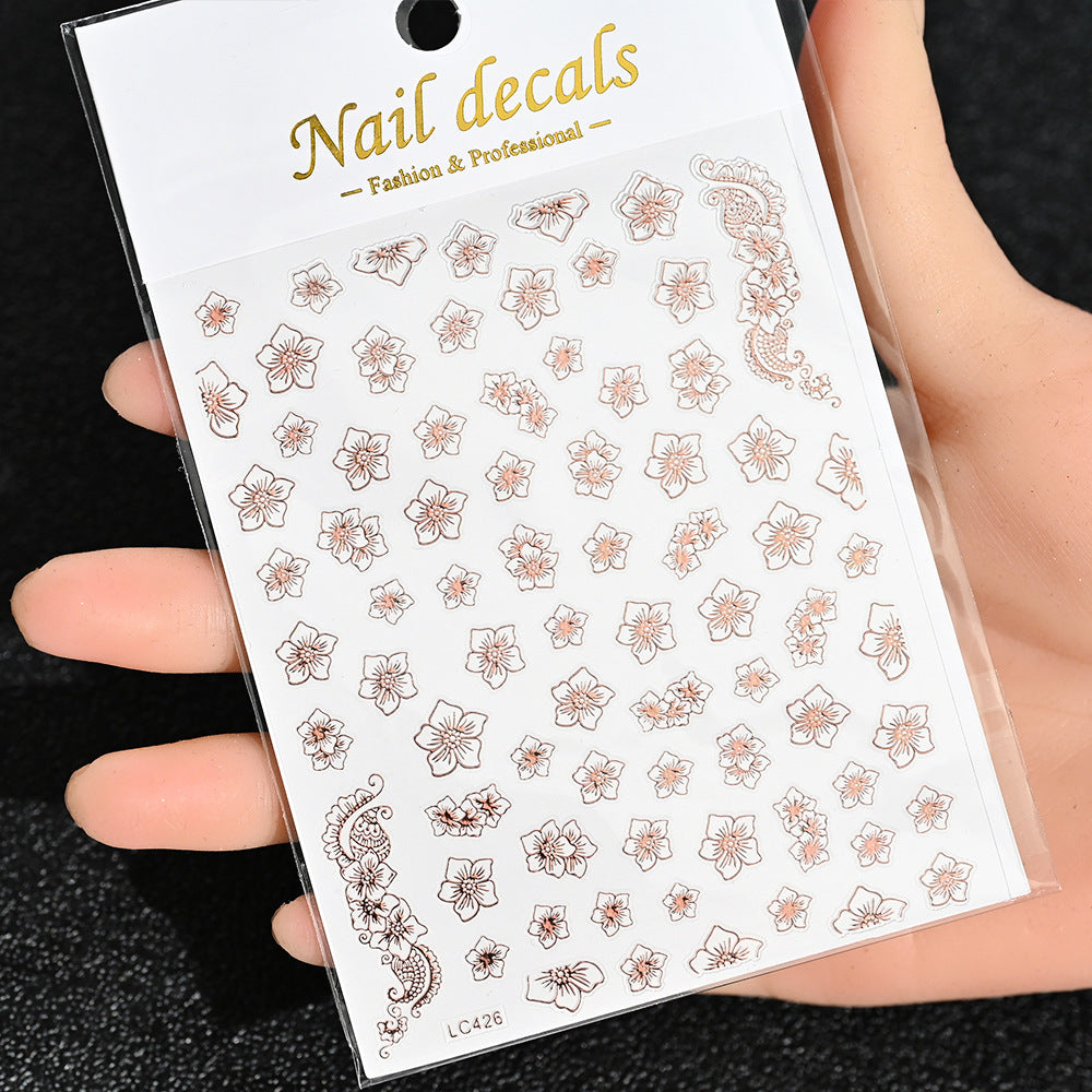 Cardboard Style Beautiful Laser Sier Heart-shaped Nail Stickers