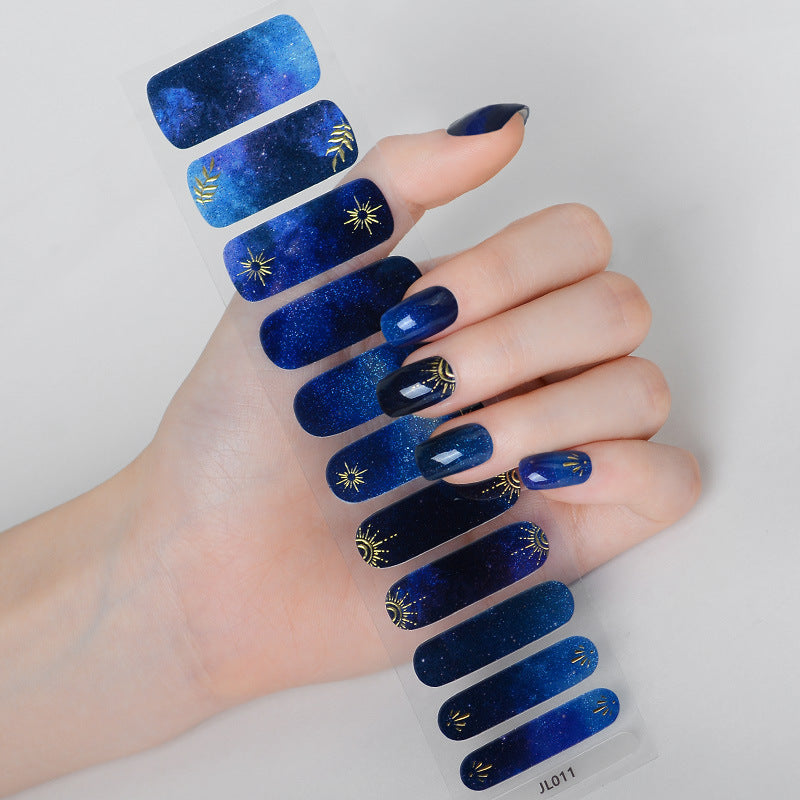 Starry Sky Blooming Finger Thin Gel Nail Stickers