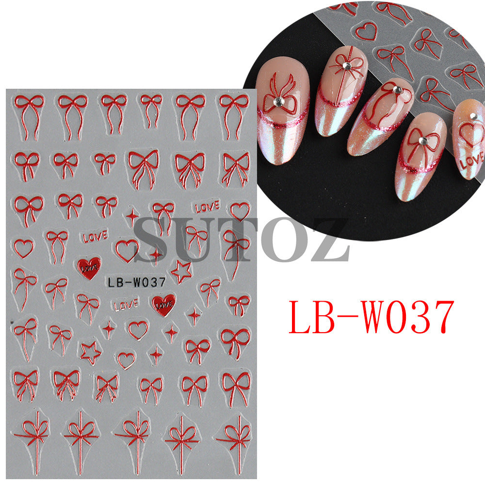 Day French Pure Desire Bow Love Nail Stickers