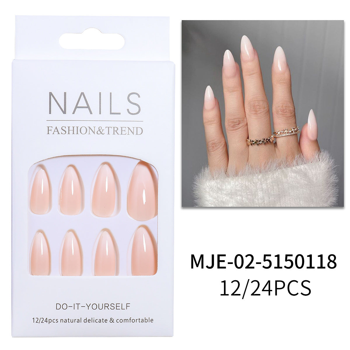 Almond Manicure Simple Gentle Fake Patch Nail Art