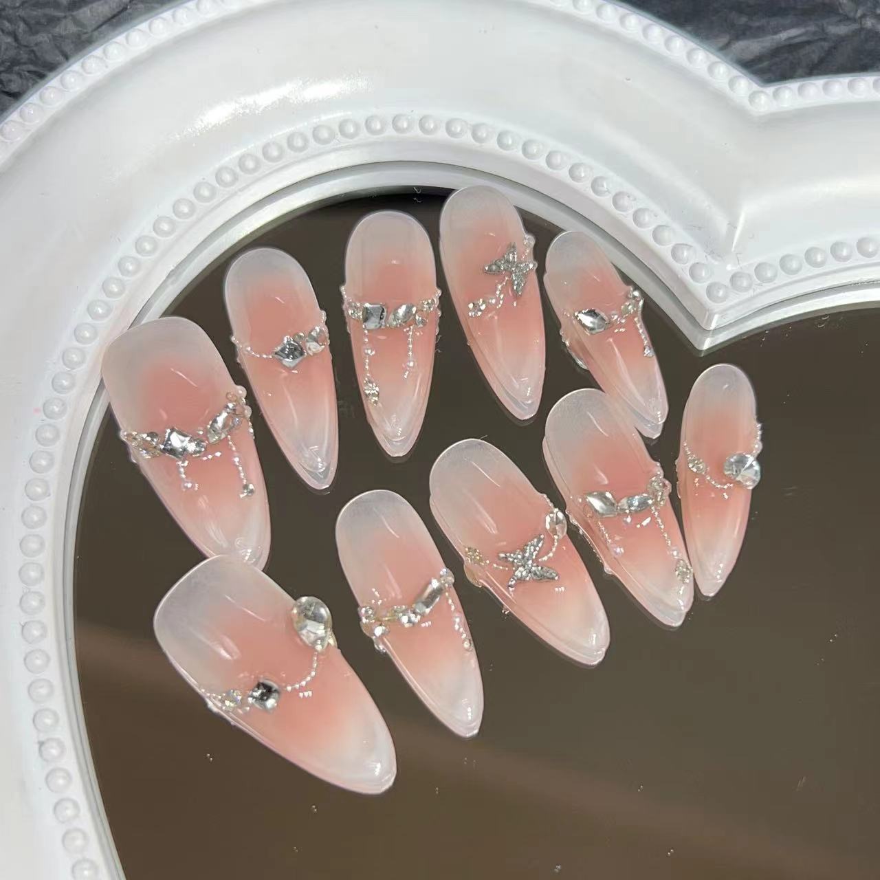 Light Luxury Desire Nude Blush Flash Steel Ball Nail Stickers