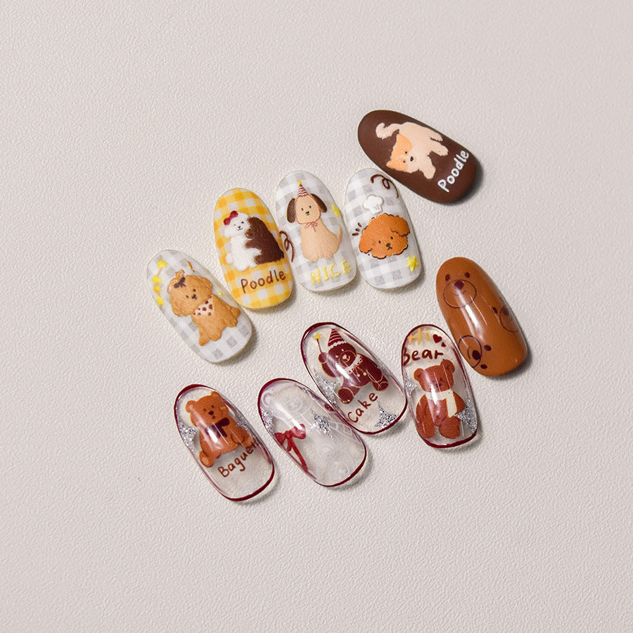 Innovative Charming Embossed Cute Hug Puppy Nail Stickers