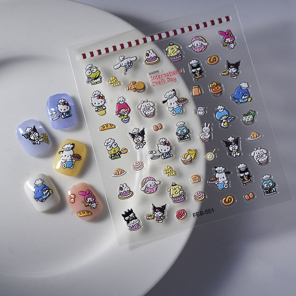 September Cute Cartoon Animal Sweet Relief Nail Stickers