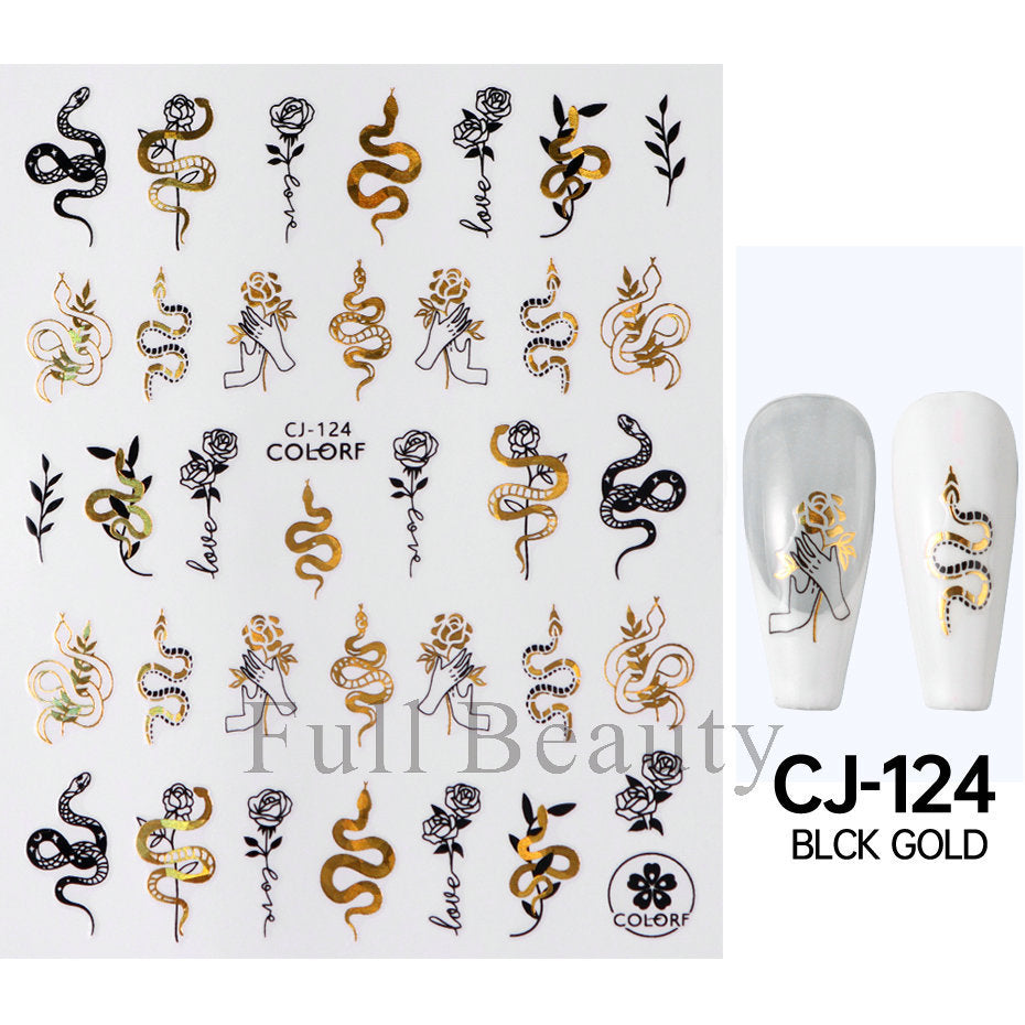 Durable Golden Moon Line Series Adhesive Nail Stickers