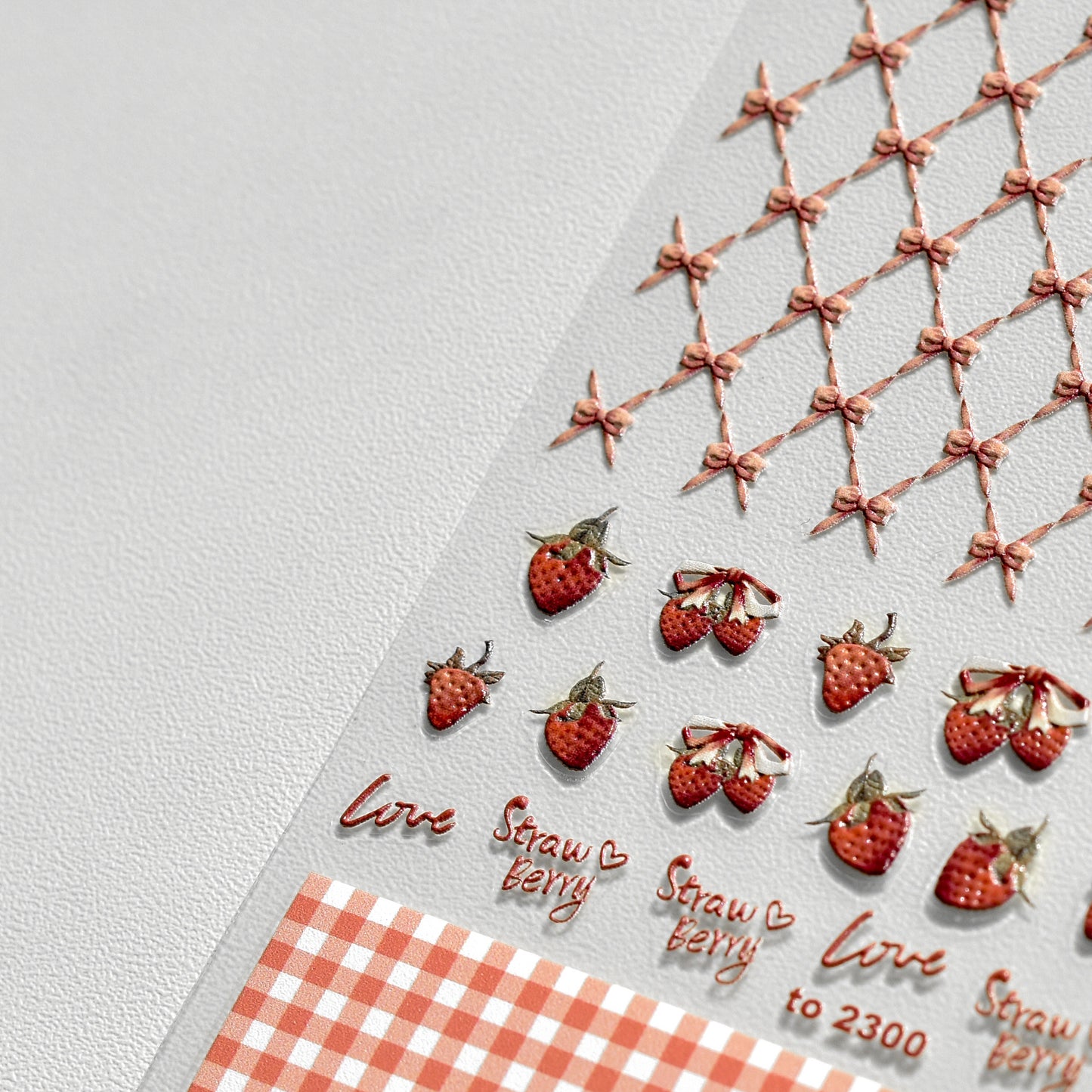 Embossed Hot Cute Strawberry Rabbit Ornament Nail Stickers