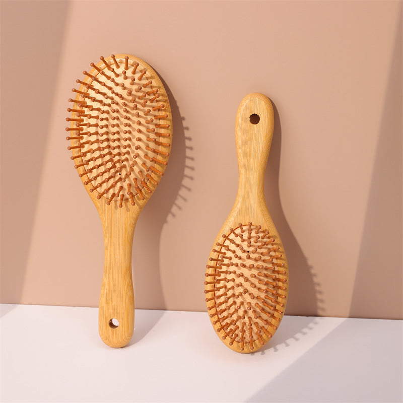 Brosses et peignes à cheveux bouclés en bois de bambou à coussin d'air