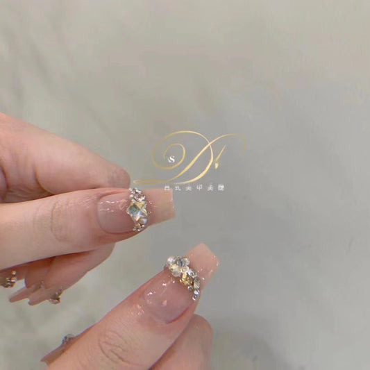 Manicure Wear Gentle Nude French Crystals Pure Desire Nail Stickers