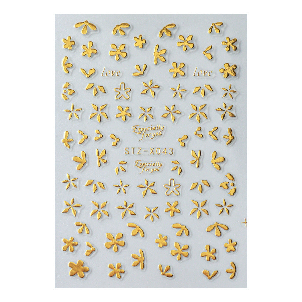 Liquid Butterfly Dark Golden Flower Star Nail Stickers