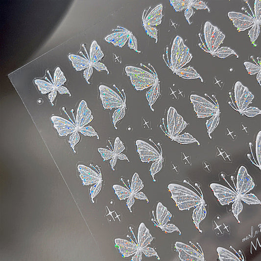 Advanced Light Luxury Fairy Wings Shell Nail Stickers