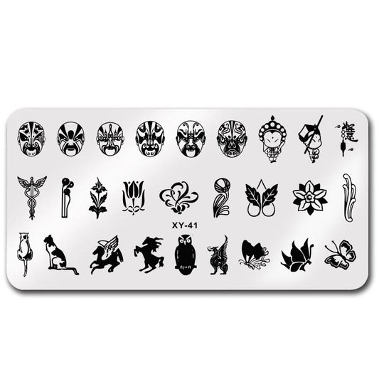 Plate Rectangle Transfer Print Template Christmas Snowflake Nail Tool Set