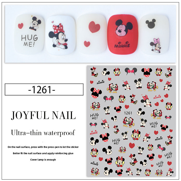 Autocollants pour ongles à motif de souris adhésive Mickey de dessin animé mignon