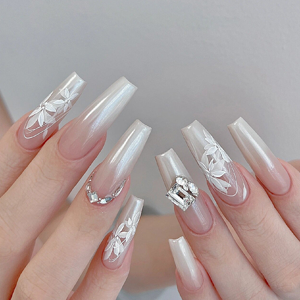 Snow Mowing White Flower Super Fairy Nail Stickers