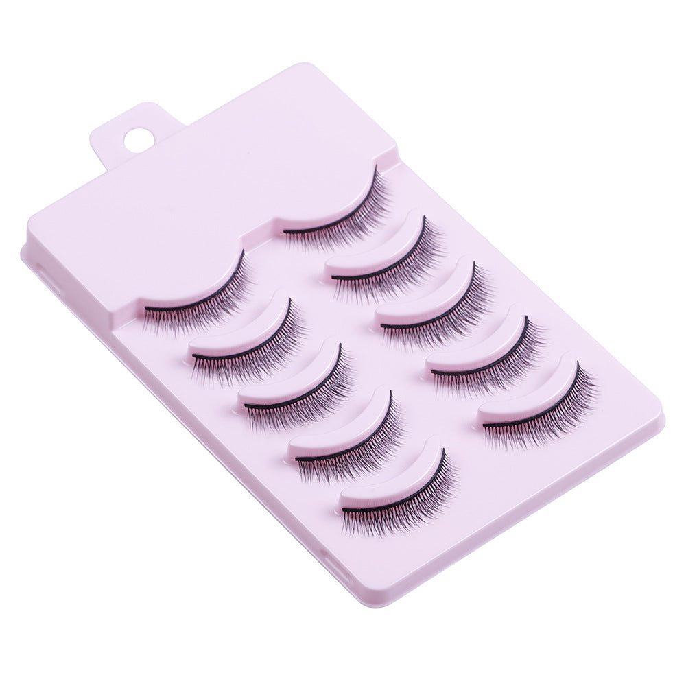 Artificial Plain Natural Five Double Pairs False Lashes