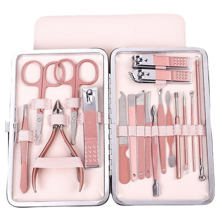 Ensemble complet d'outils de manucure professionnels pour ongles avec coupe-ongles en or rose