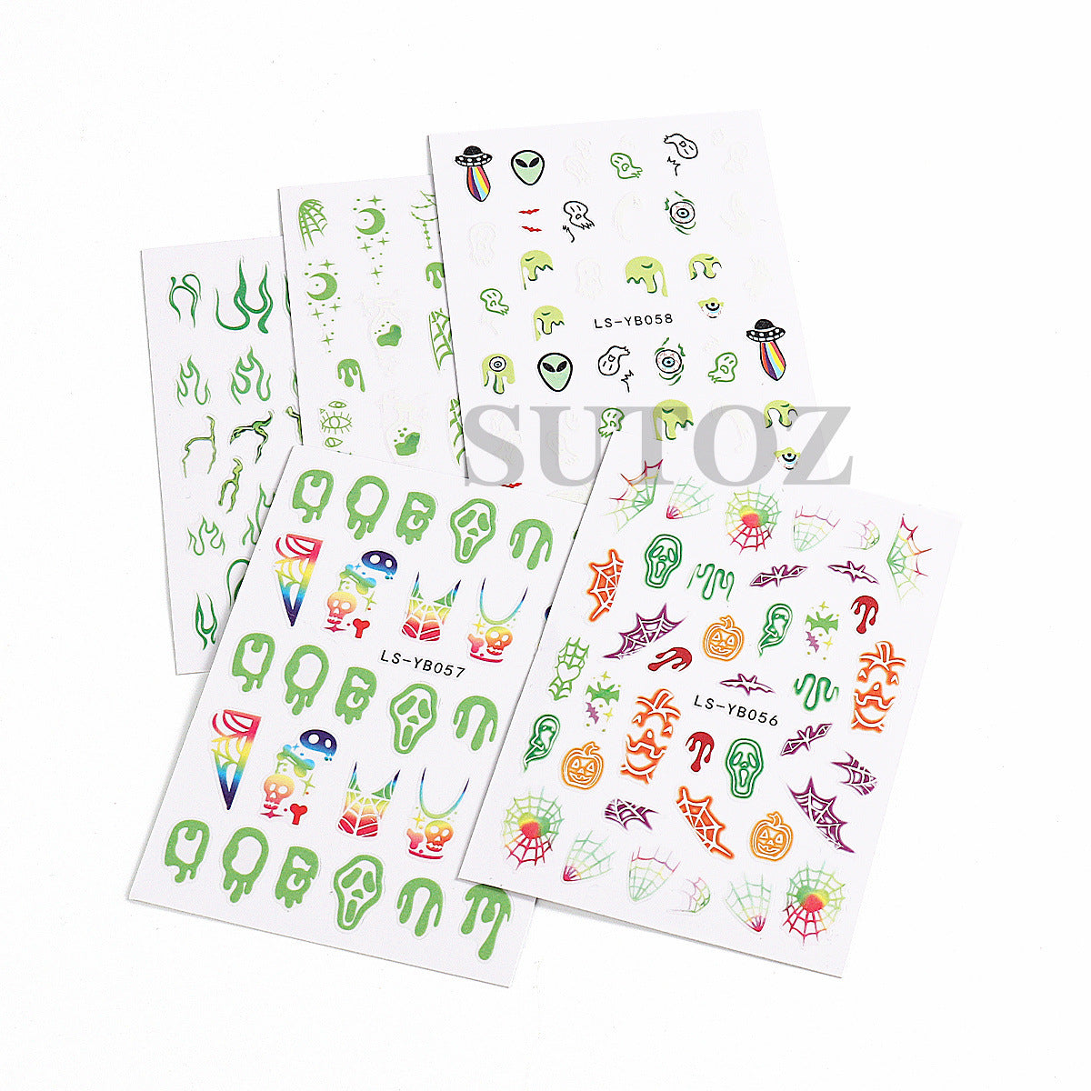 Luminous Pumpkin Lamp Ghost Flame Back Nail Stickers