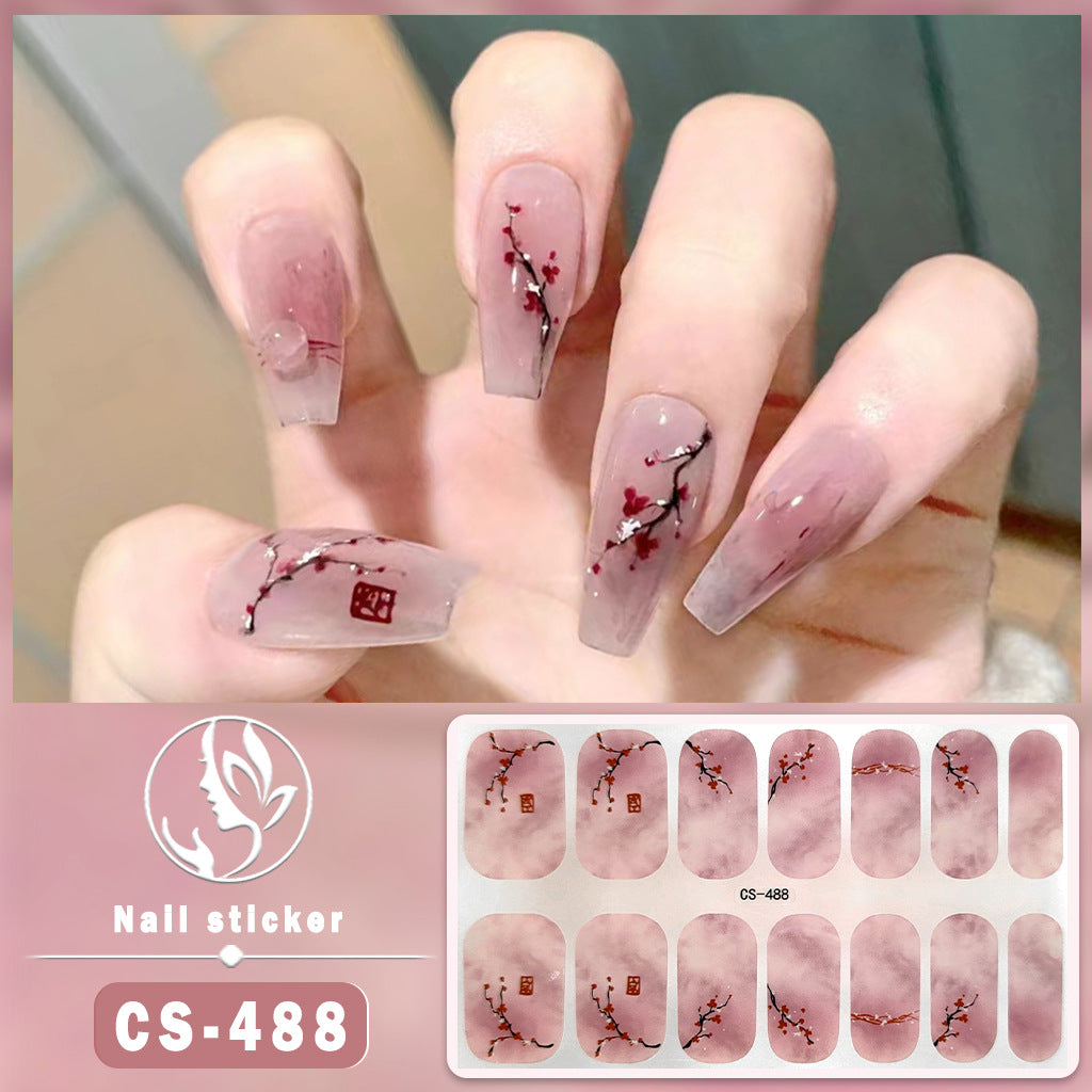 Autocollants pour ongles en gel imperméables avec motif de fleurs de vent