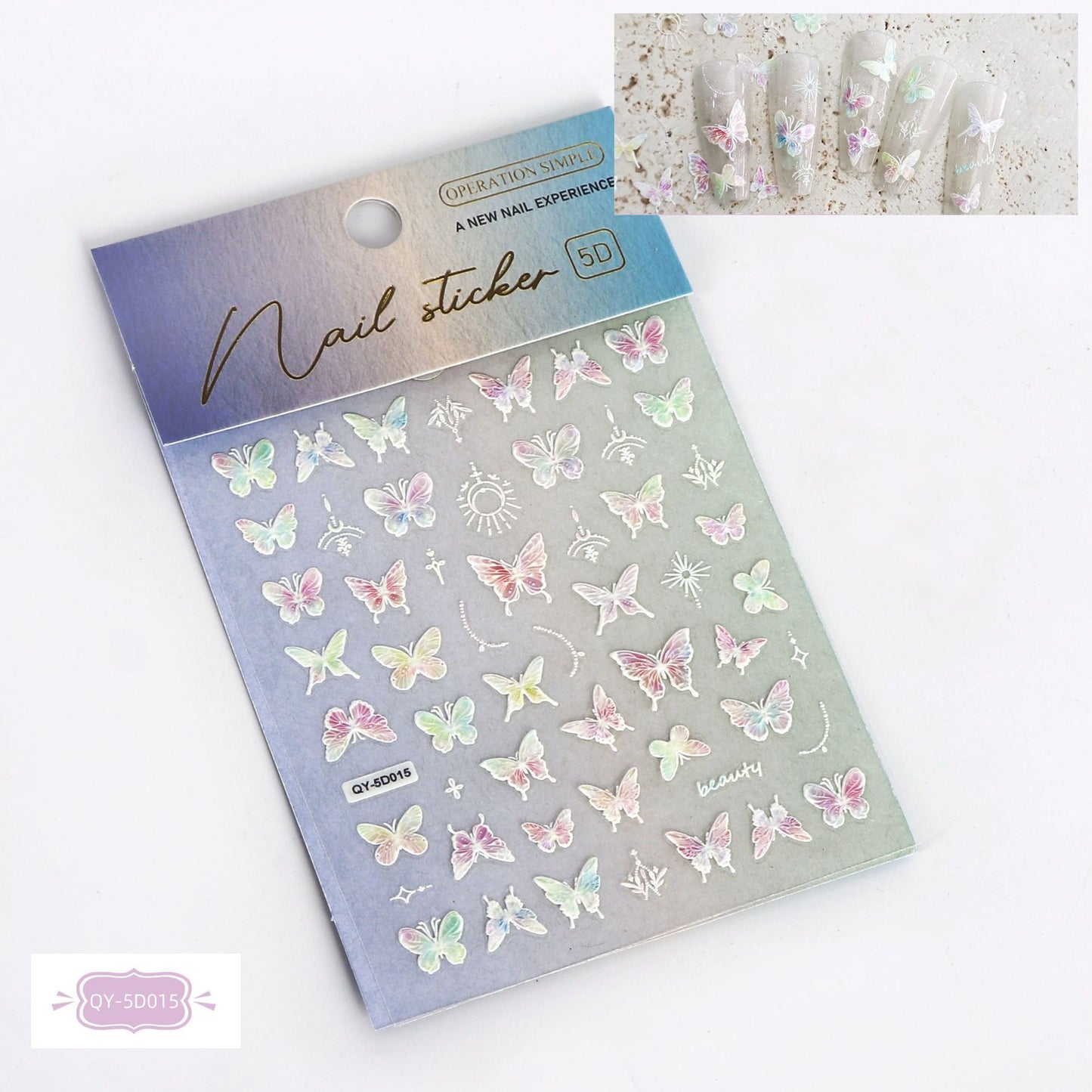 Relief Butterfly Laser Thin Tough Three-dimensional Nail Stickers