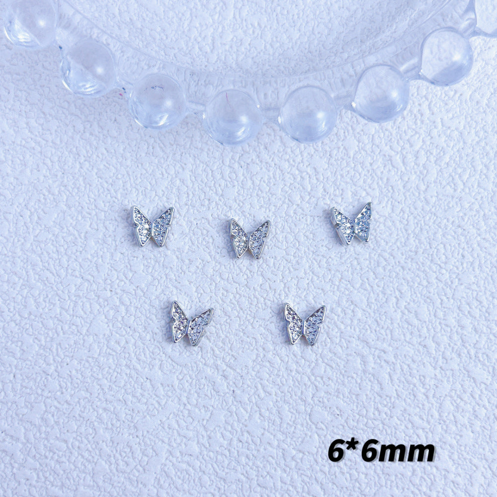 Bow Butterfly Sier Series Ornament Handmade Nail Care Nail Art