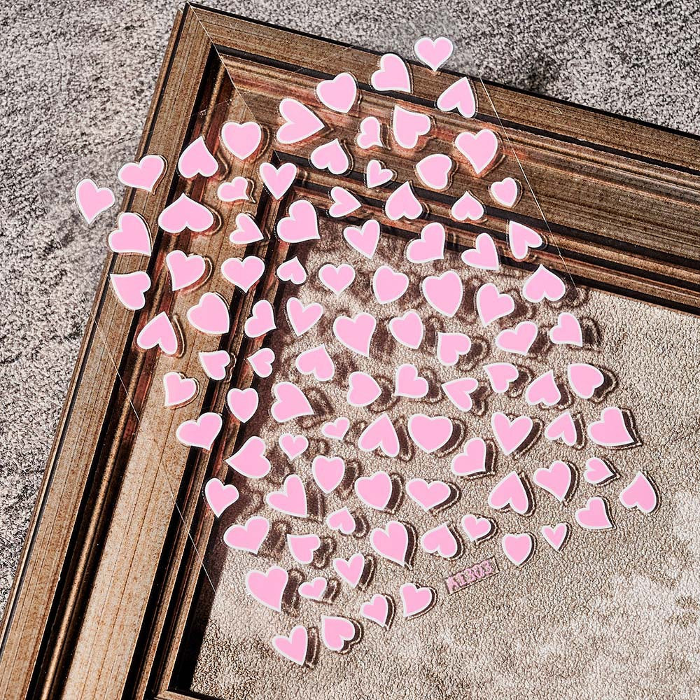 Heart Paper Laser Gold Sier Pink Patch Cute Nail Stickers