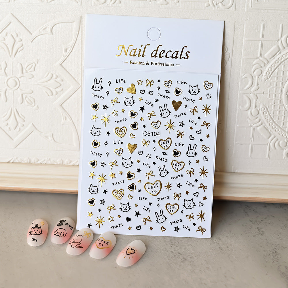 Cute Cat Adhesive Self-adhesive Fairy Fingernail Nail Stickers