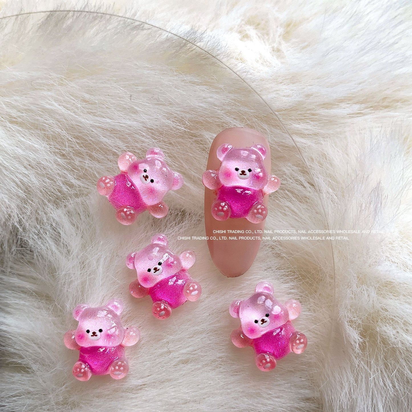 Ornement d'ours en gelée coloré Soins des ongles en glace à la dopamine Nail Art