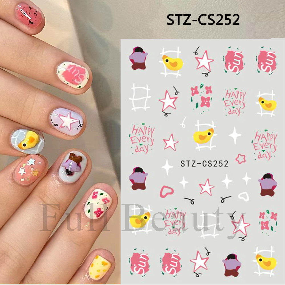 Fresh Little Daisy Yellow White Cute Nail Stickers