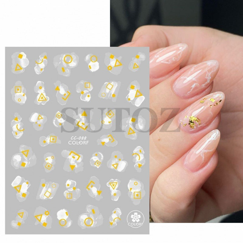 Hot Gilding Marbling Black White Gold Nail Stickers