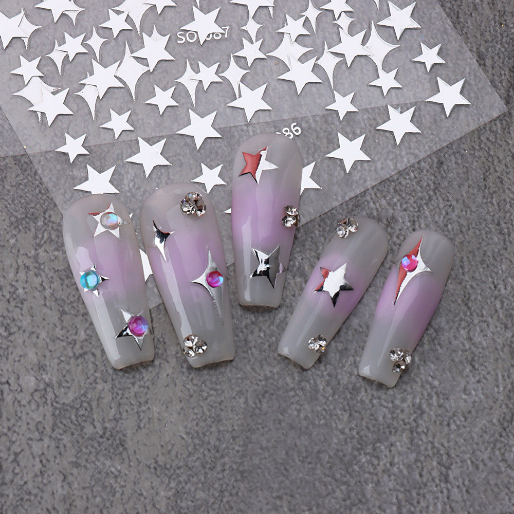 Manicure Hot Simple Sier Five-pointed Star Nail Stickers