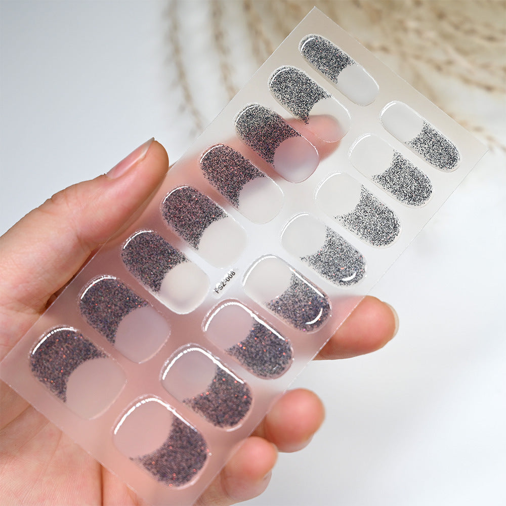 Glitter Gel Retro Sweet Cool Half Nail Stickers