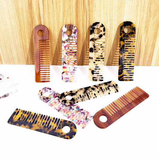 Household Flat Carved Leopard Print Floral Hair Brushes & Combs