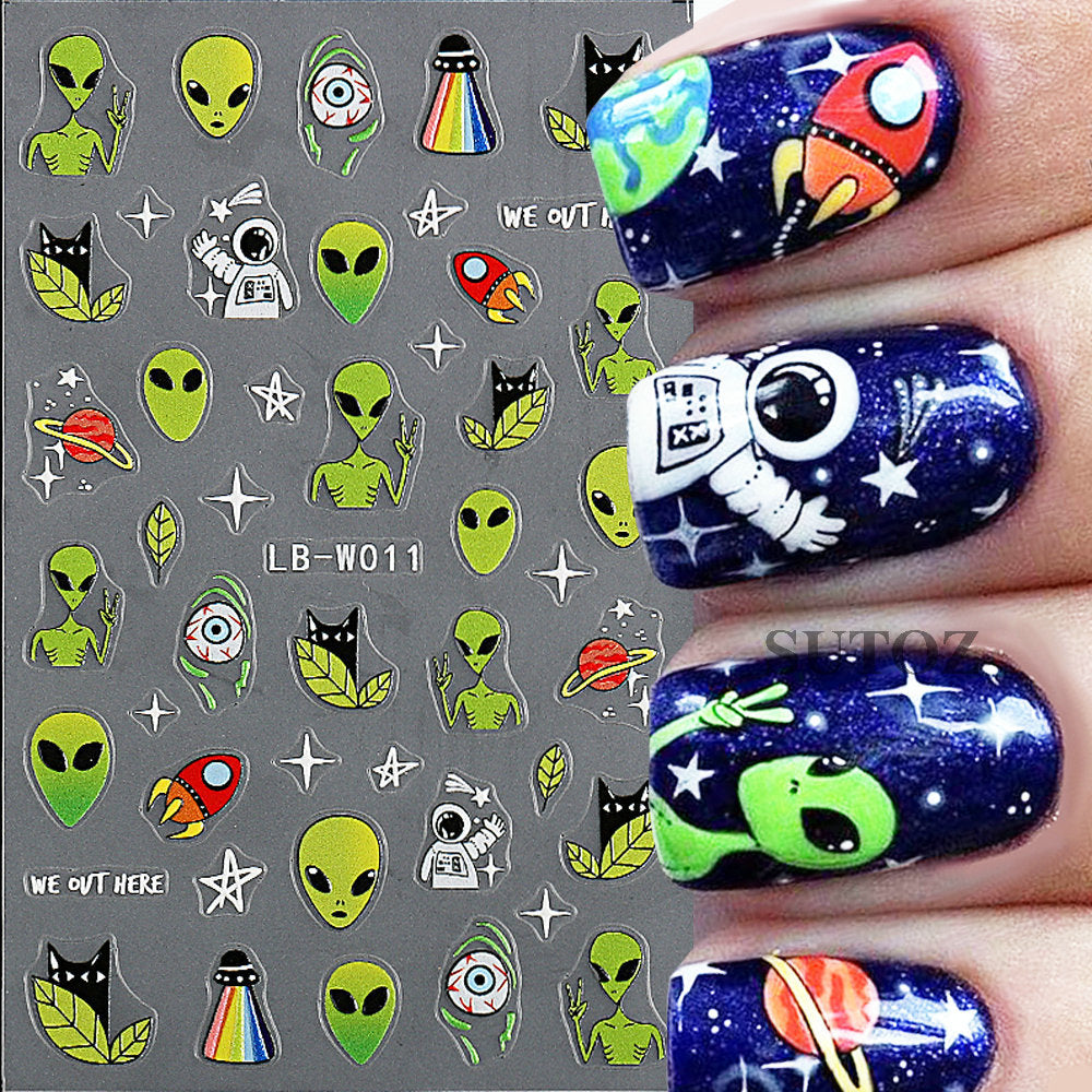 Element Bat Spider Frog Cartoon Cute Nail Stickers