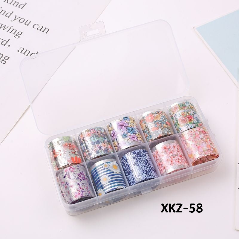 Flower Starry Sky Paper Color Boxed Lace Transfer Printing Nail Care Nail Art