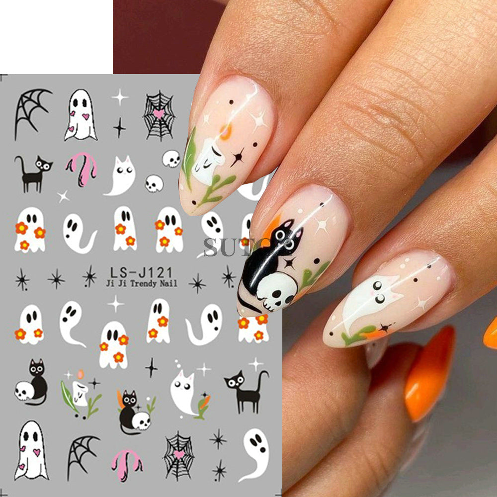 Dessin animé drôle fantôme citrouille sorcière élément nail art