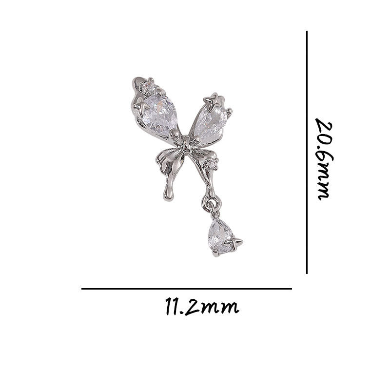 Light Luxury Liquid Butterfly Zircon With Diamond Three-dimensional Nail Care Nail Art