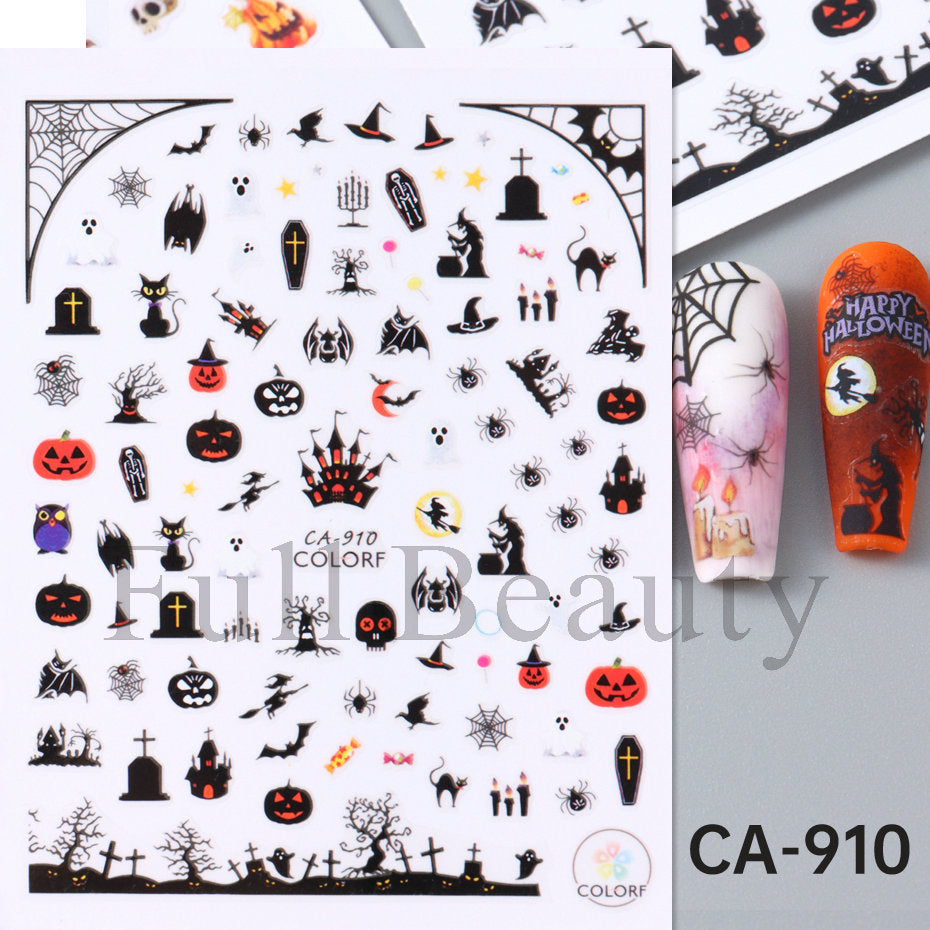 Halloween Pumpkin Head Bat Dark Cartoon Nail Stickers