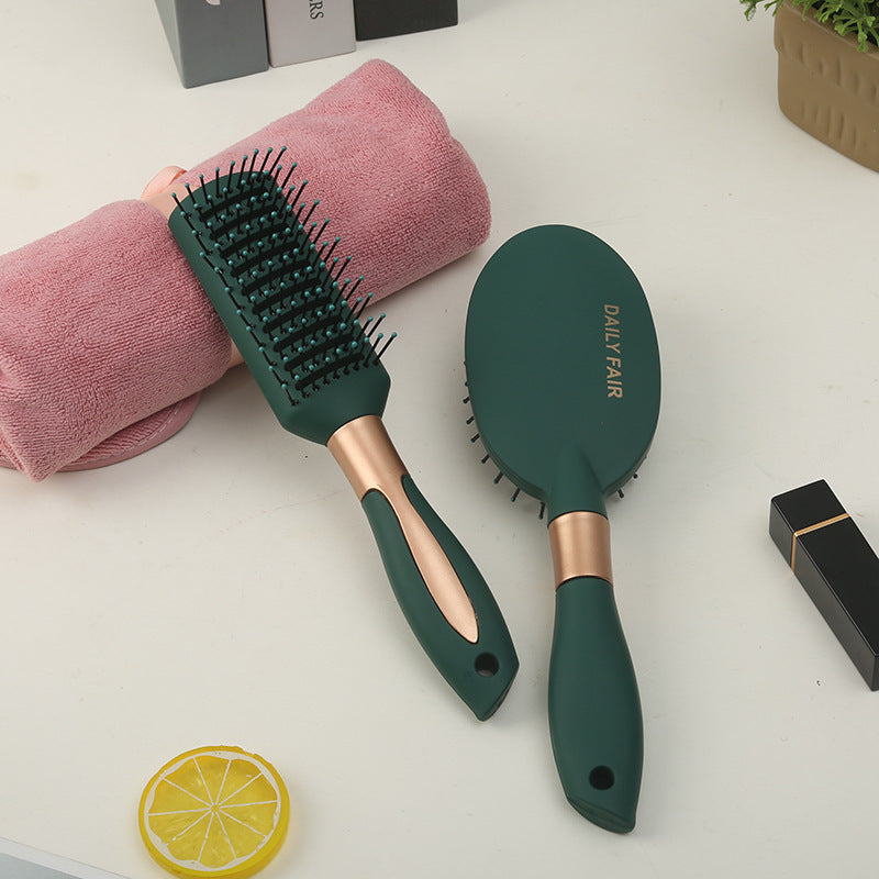 Brosses et peignes à cheveux blancs bouclés à ions négatifs pour femme avec coussin de massage vert foncé